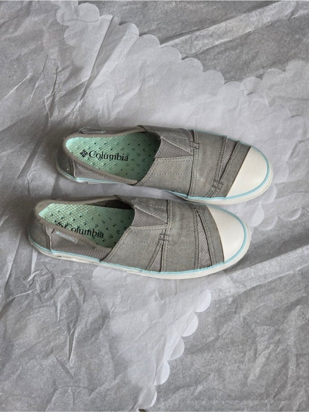 US 6.5 • Columbia Vulcan N Vent Boat Shoes Grey Aqua Women
